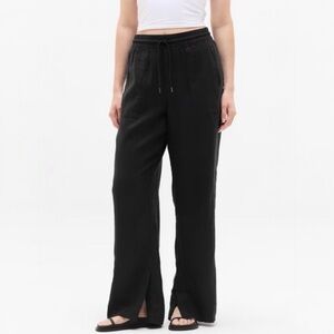 Retreat Linen High Rise Wide Leg Pant, Black, Large, Excellent
